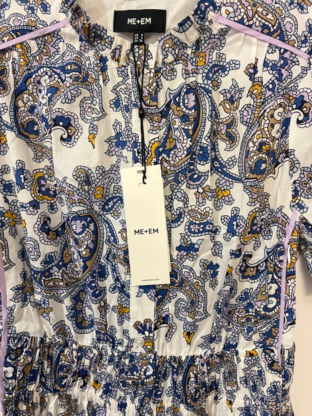ME+EM Cotton Paisley Print Midi Dress,US4 - Picture 10 of 16